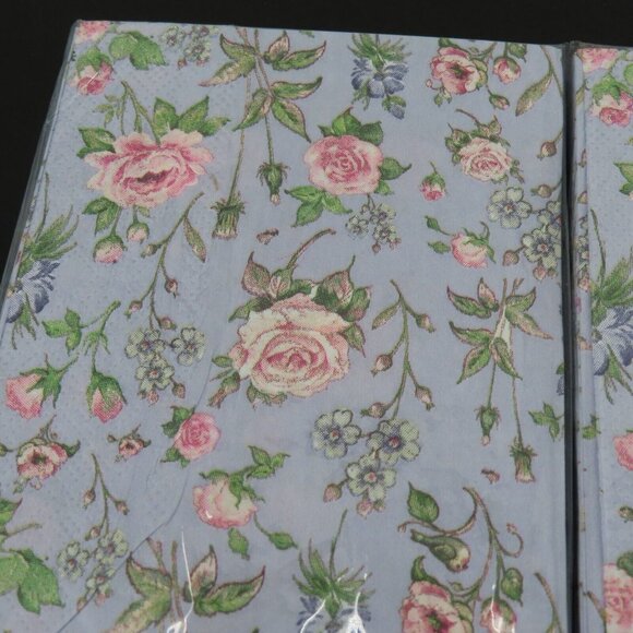 Shabby Chic Rachel Ashwell 2 Packs Pink Rose Flower Botanical Purple Napkins NEW - Picture 2 of 8